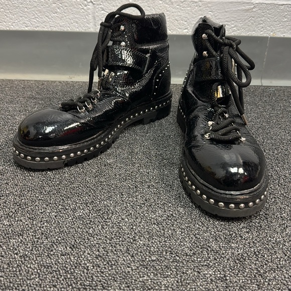 Lola Black Combat Boots with Studs and Thick Sole Retail $365 - Picture 2 of 9